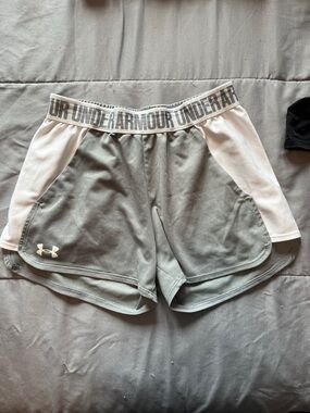 Under Armour Women's Gray and White Performance Athletic Shorts